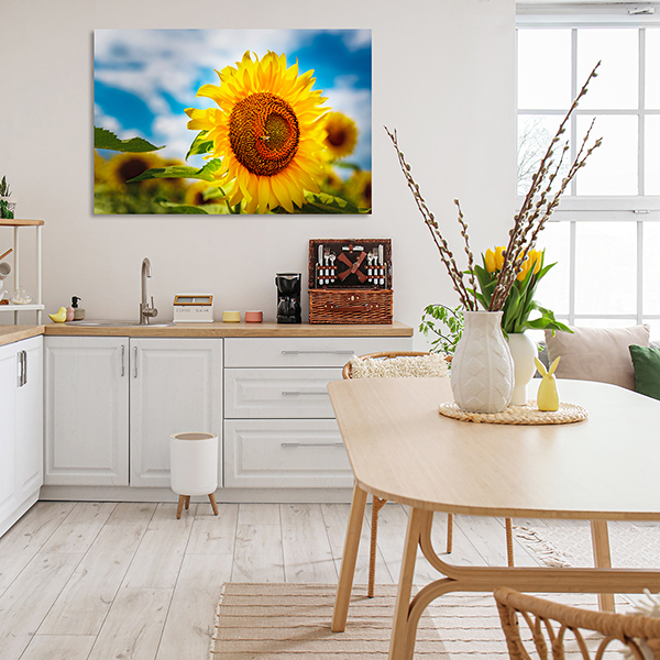 Sunset 5-panel metal print in living room