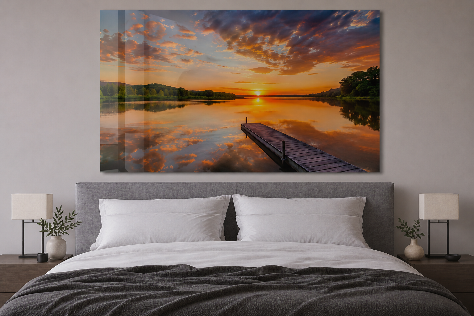Ocean wave 5-panel metal print in dining room